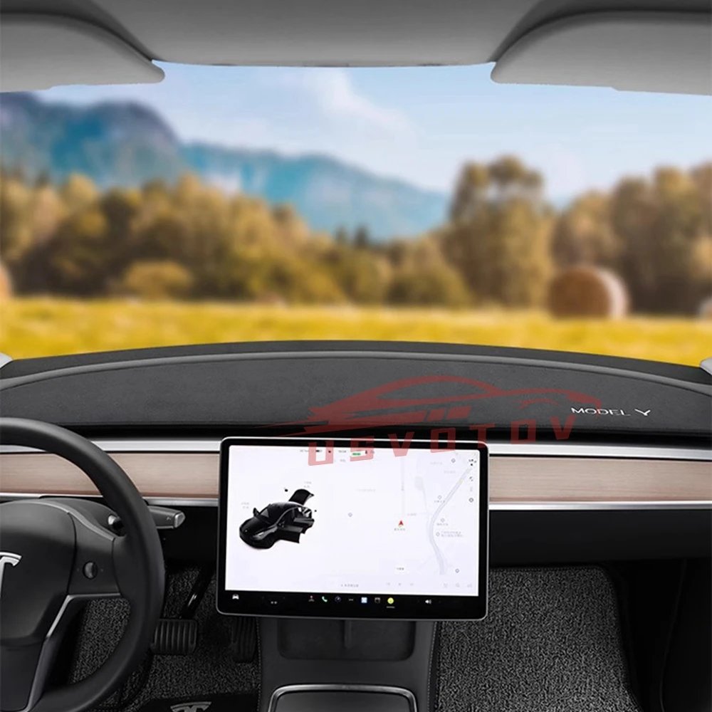 Anti-UV Dashboard Cover For Tesla Model 3 Y S Highland 2024 2023 2022 Center Console Accessories Dash Mat Protector Pad Sunshade